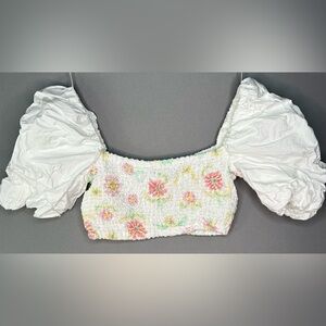 Zara Floral Poplin Crop Top